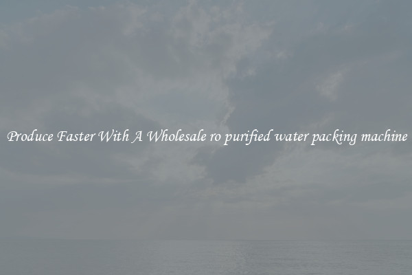 Produce Faster With A Wholesale ro purified water packing machine