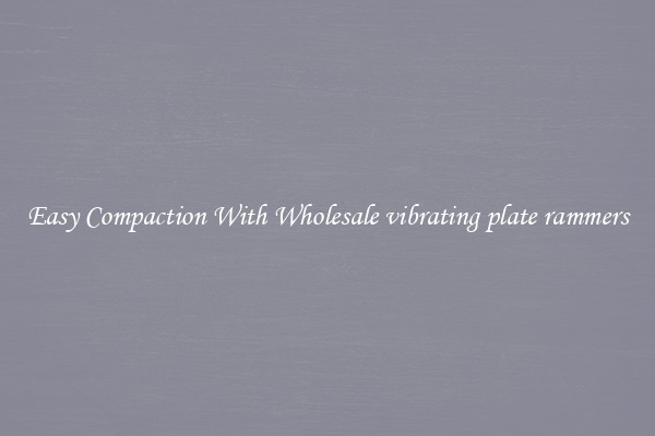 Easy Compaction With Wholesale vibrating plate rammers